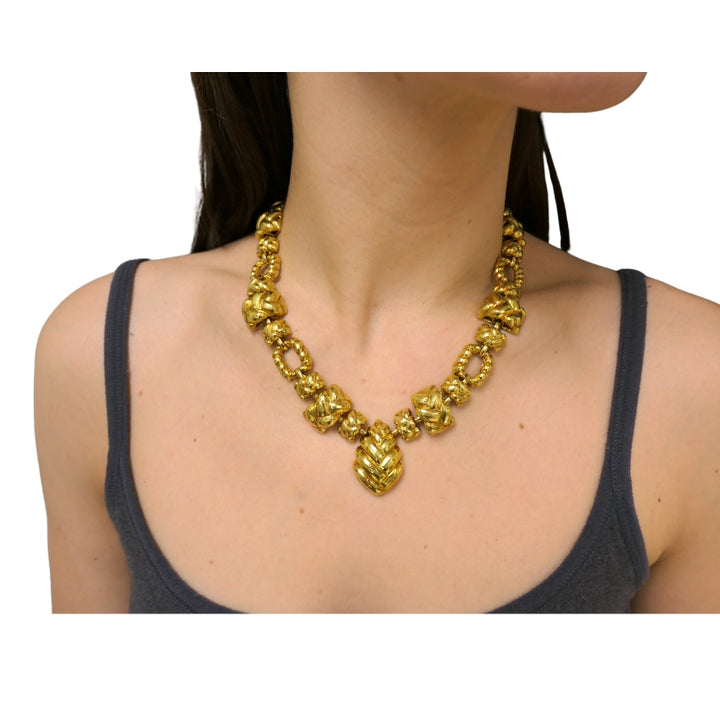 Vintage David Webb 18k Hammered Gold Necklace