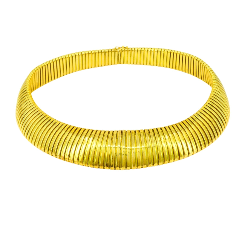 Vintage Tubogas Italian Gold Collar Necklace 18k Estate Jewelry