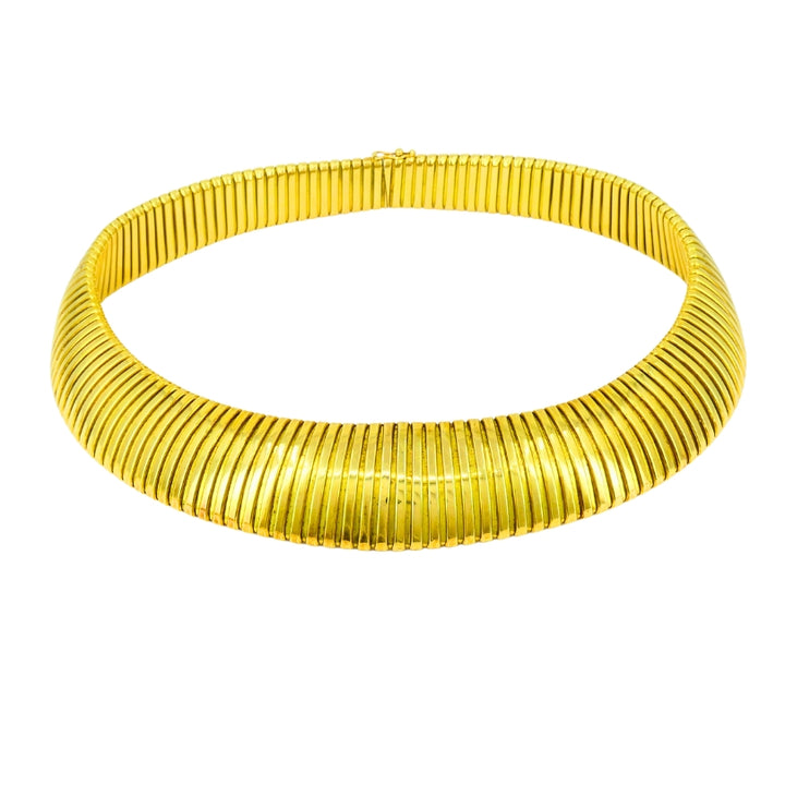 Vintage Tubogas Italian Gold Collar Necklace 18k Estate Jewelry