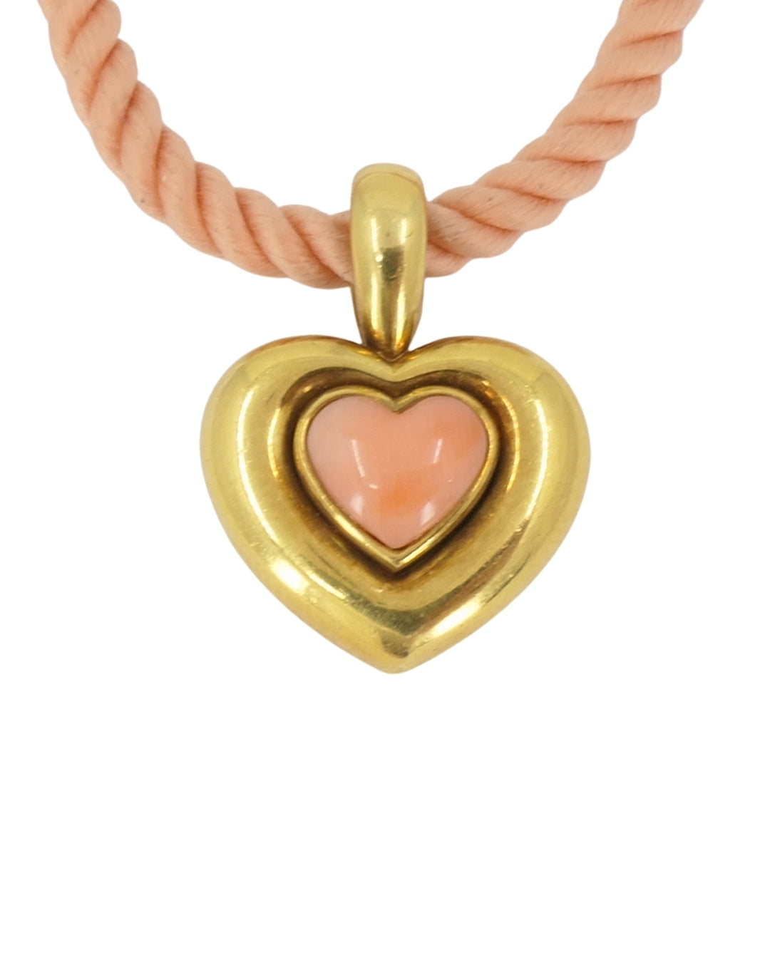 Van Cleef & Arpels Necklace 18k Gold Coral Heart Silk Cord Necklace
