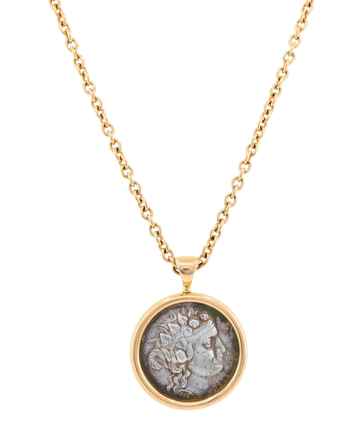 Bvlgari Bulgari Monete Necklace Large Silver Greek Coin Rose Gold