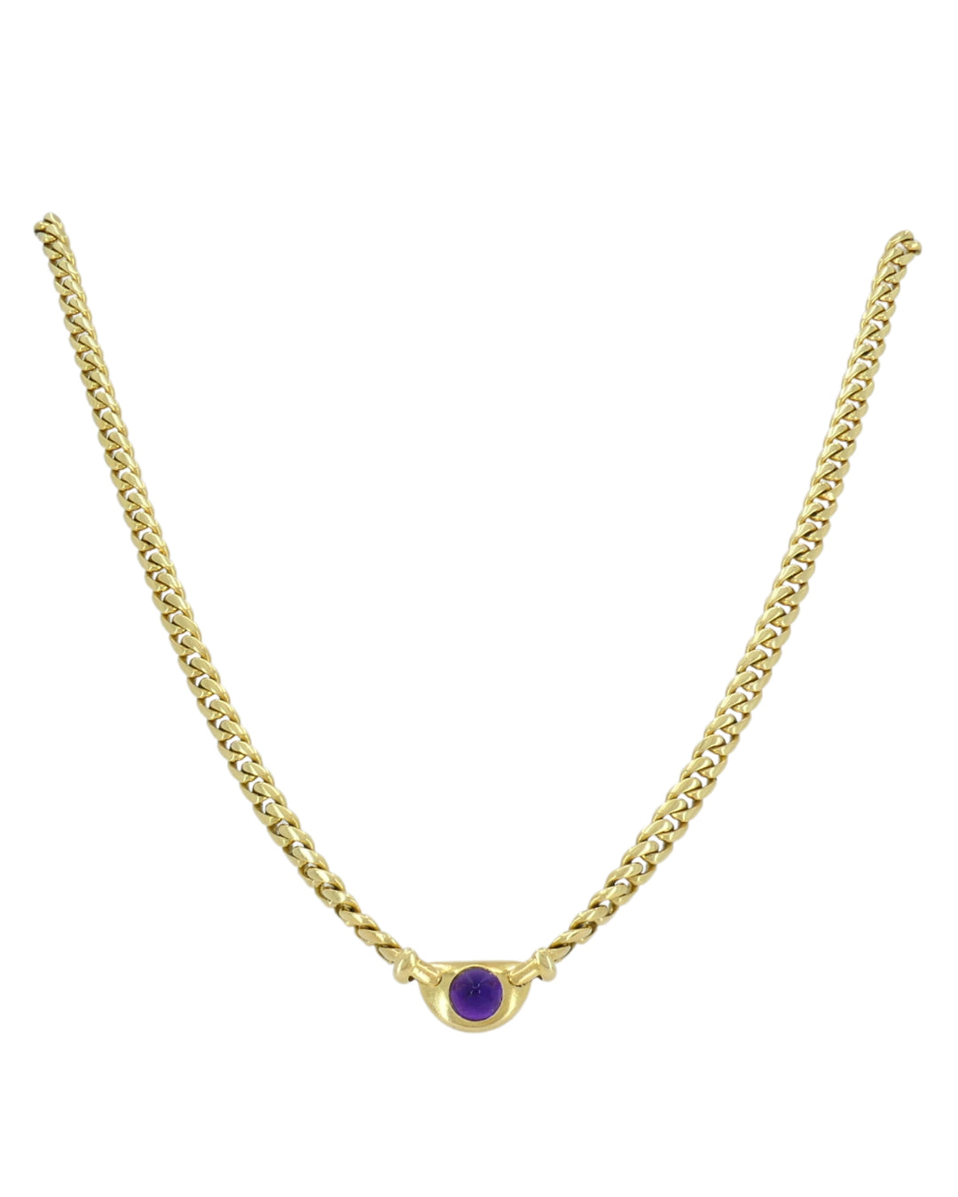Vintage Bulgari Necklace 18k Gold Gemstones Curblink Chain Necklace,