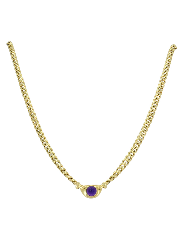 Vintage Bulgari Necklace 18k Gold Gemstones Curblink Chain Necklace,