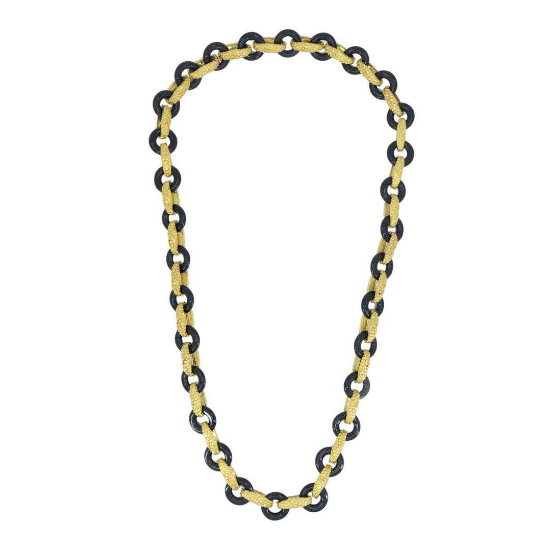 Vintage Tiffany & Co. 18k Gold Onyx Necklace