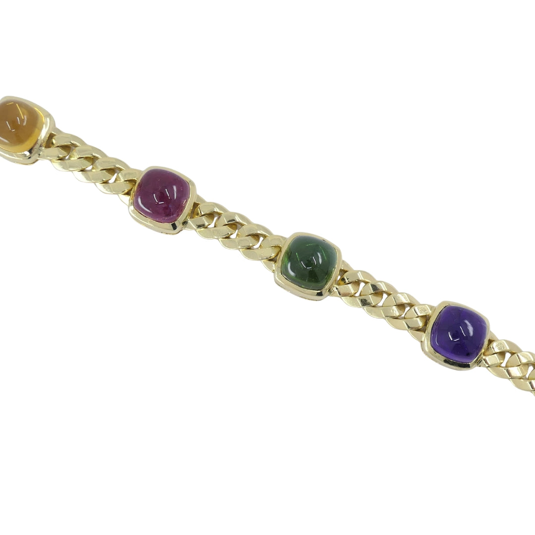 Vintage Bvlgari Bulgari Bracelet Gold Sugarloaf Gemstones