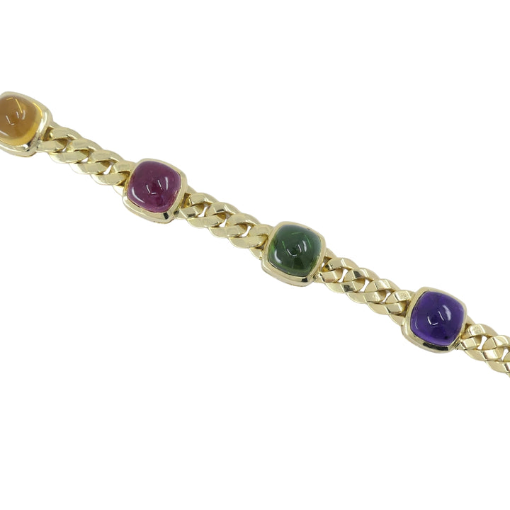 Vintage Bvlgari Bulgari Bracelet Gold Sugarloaf Gemstones