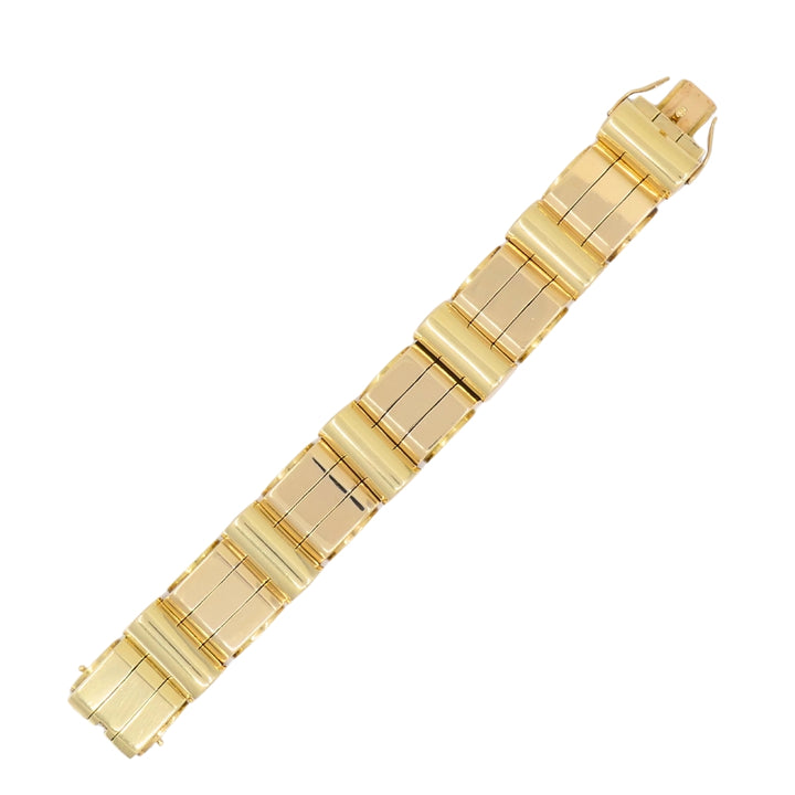 Retro French Tank Bracelet 18k Rose Yellow Gold