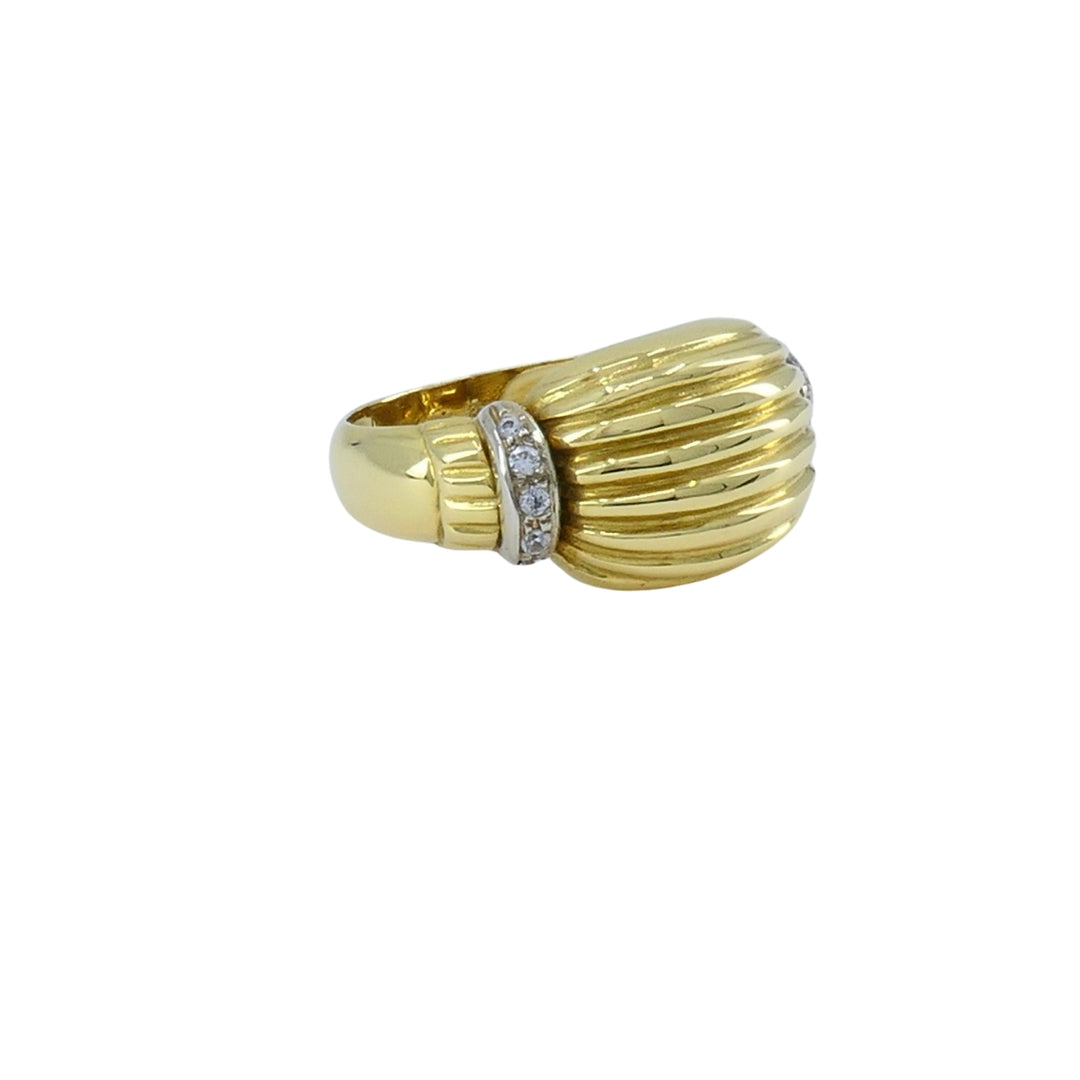 Vintage Gold Ring Diamond French Jewelry Dome Ring