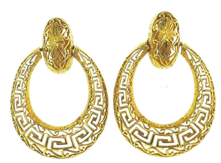 18k Yellow Gold Filigree Door Knockers Earrings