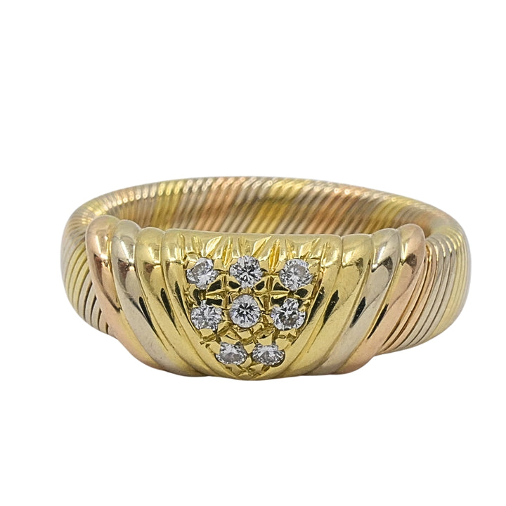 Cartier 18k Tri-Color Gold Diamond Band Ring