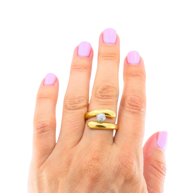 Tiffany & Co. 18k Gold & Platinum Pave Diamond Bypass Ring