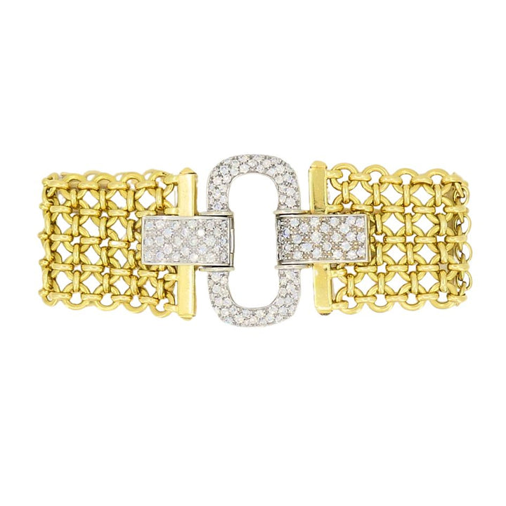 Vintage 18k Gold Two Tone Diamond Bracelet