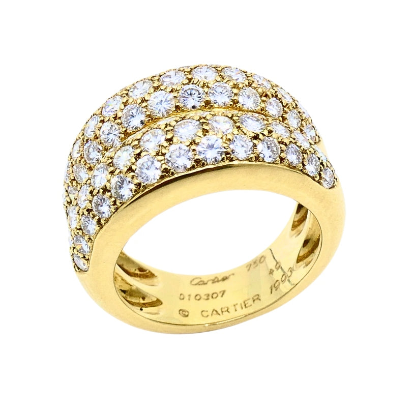 Cartier Double Band Dimond Gold Ring