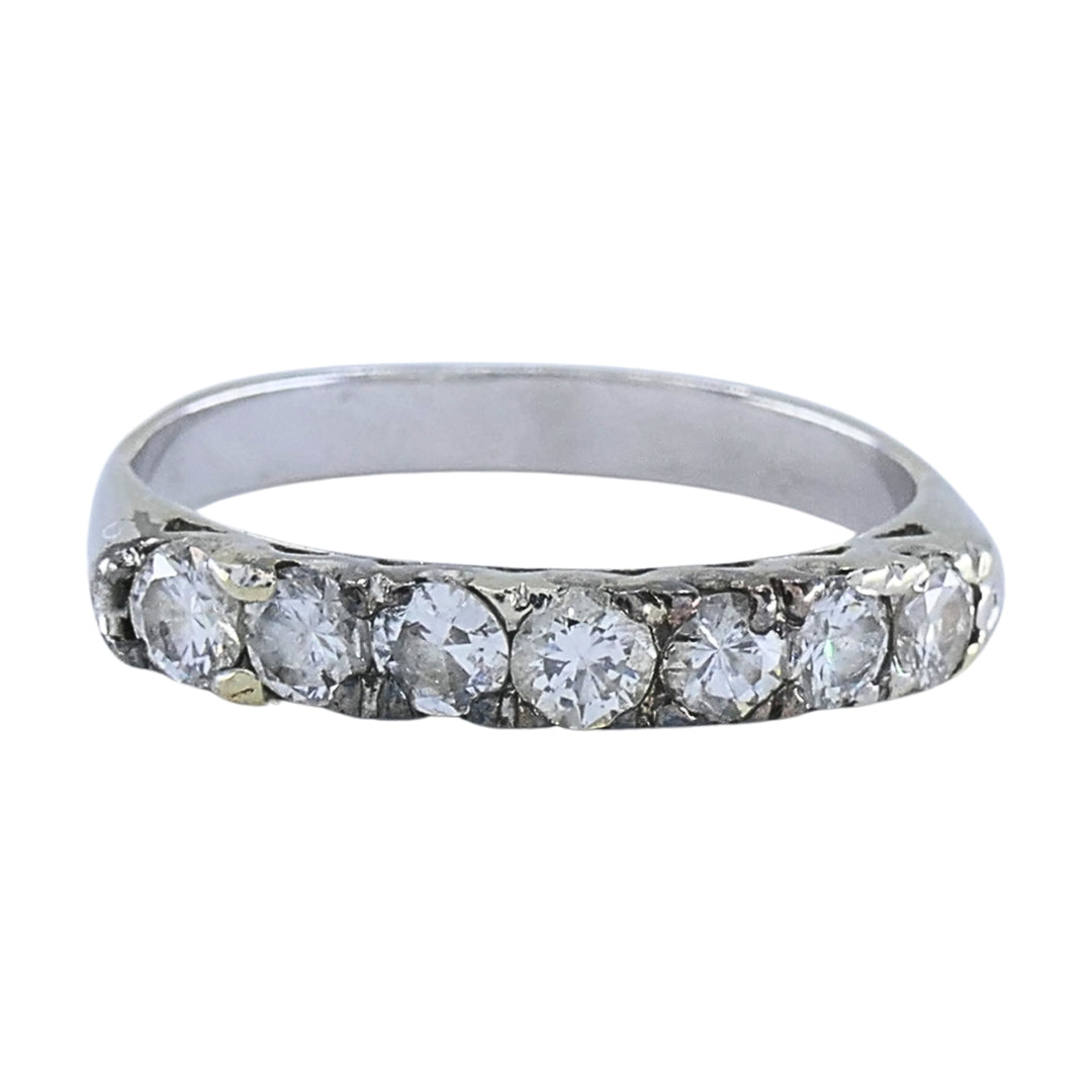 Vintage 12k Gold Diamond Ring Seven-Stone Band
