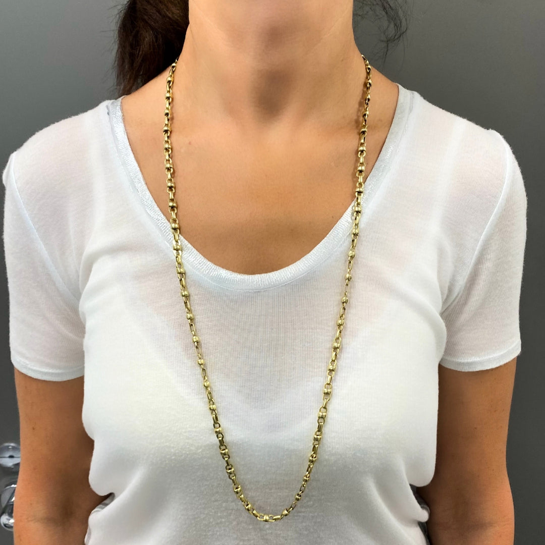 Vintage 14k Gold Alternating Link Chain Necklace, West Germany