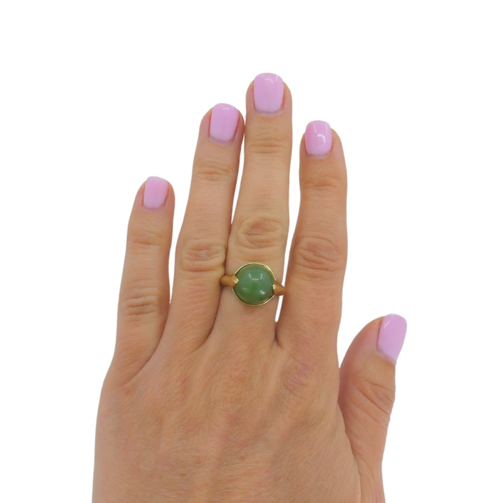 Vintage Green Jade Ring 14k Gold