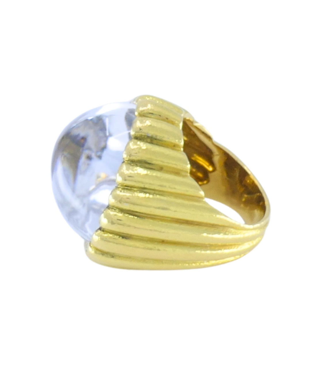 David Webb 18k Gold Rock Crystal Ring Size 6 Cocktail Ring