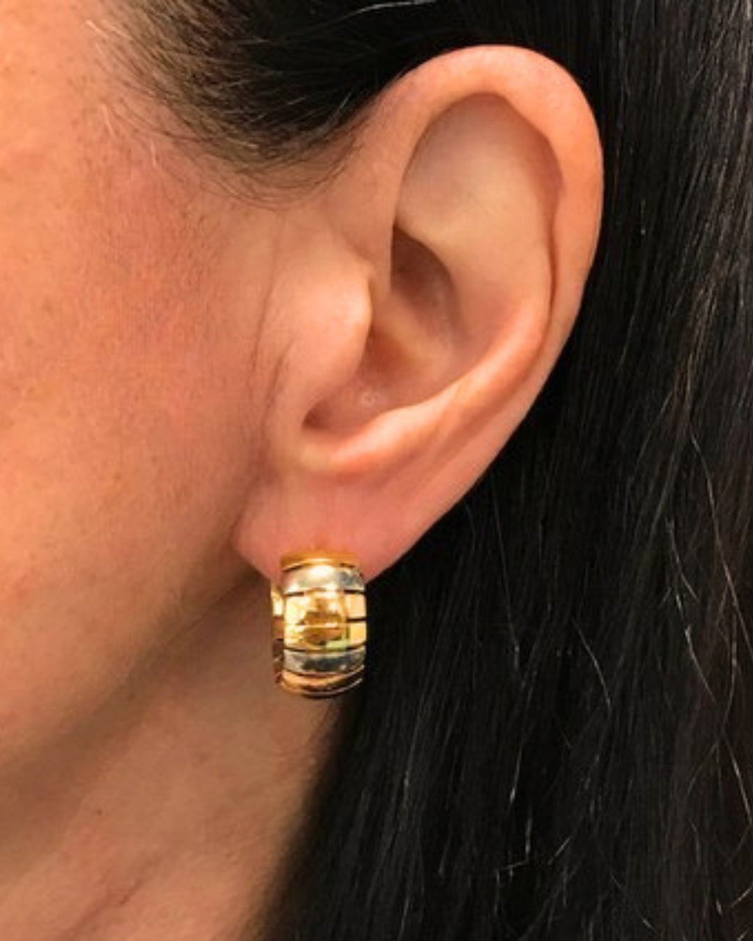 Cartier Hoop Earrings Tubogas Design 18k Tri-Color Gold