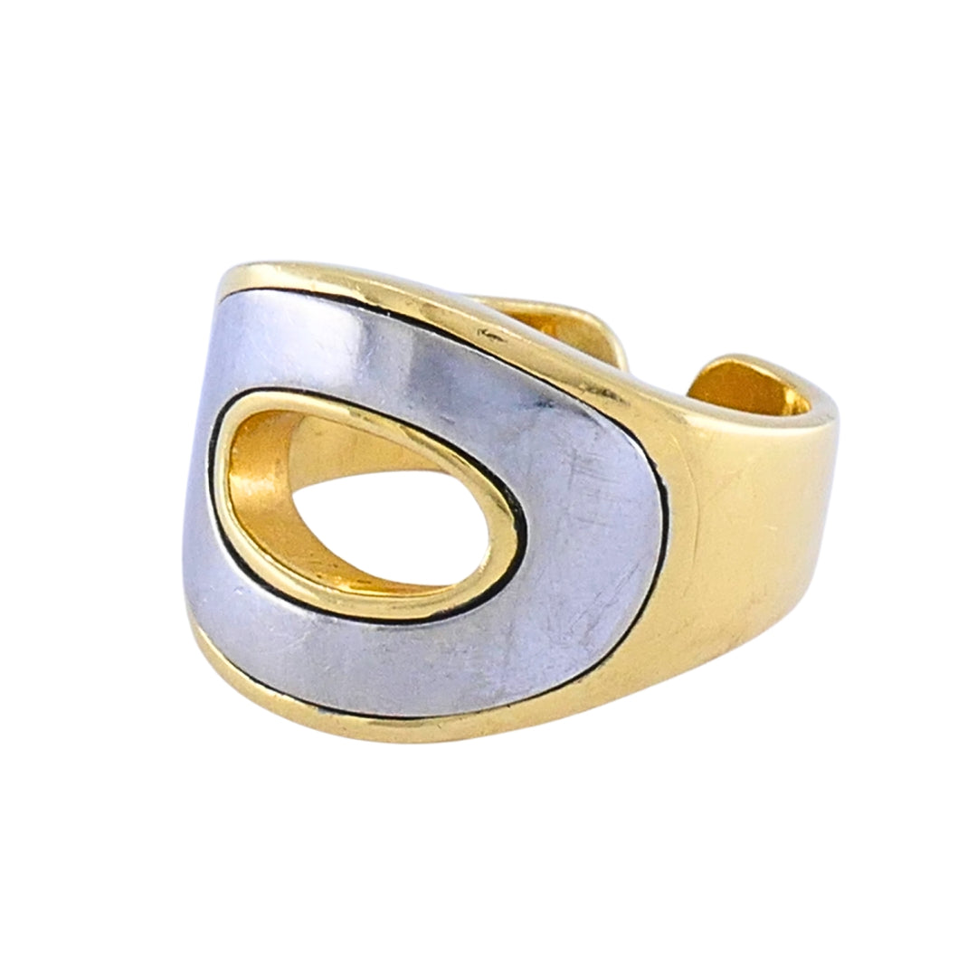 Vintage HERMÈS Silverium 18k Gold Sculptural Open-Cuff Ring, 1970s
