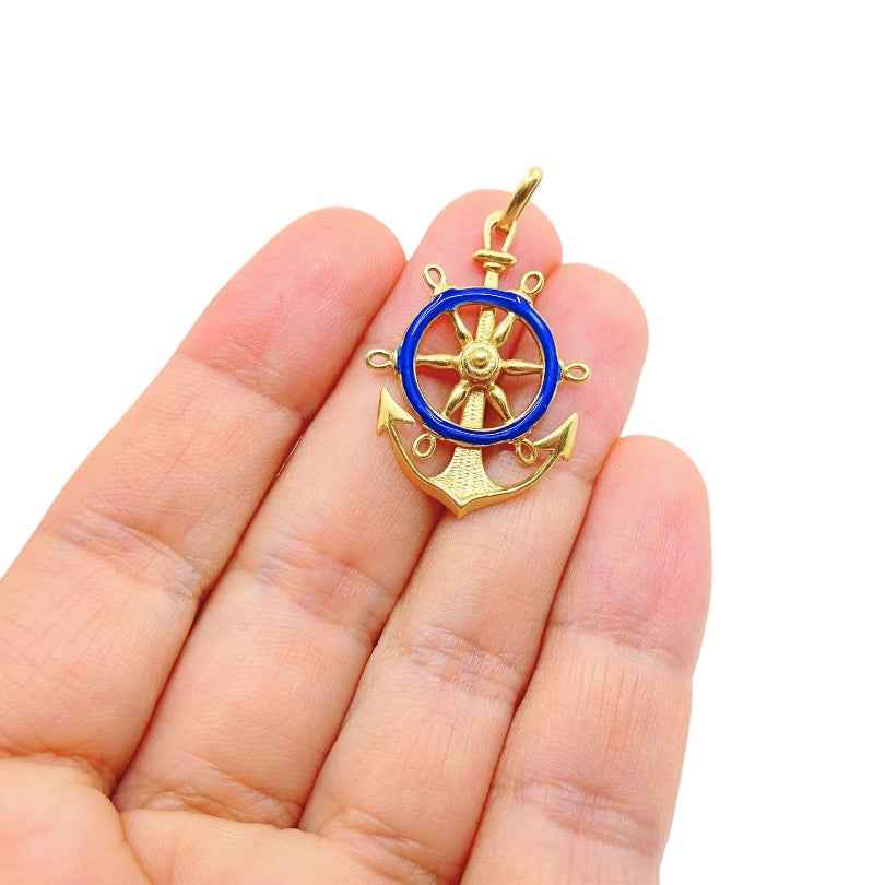 UnoAErre 18k Gold Pendant Anchor Charm Nautical Jewelry