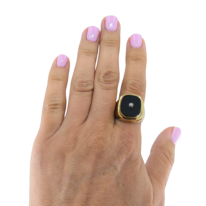 Onyx 14k Gold Men's Vintage Signet Ring