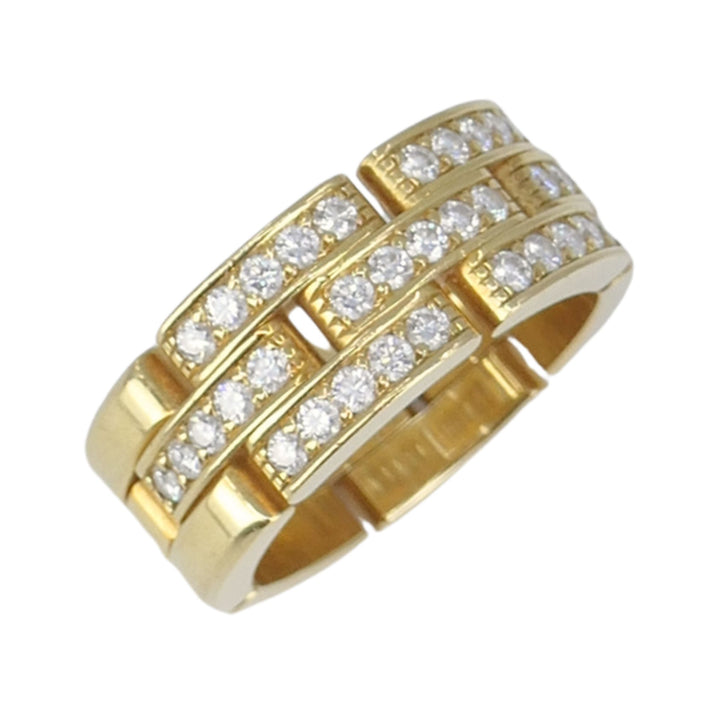 Cartier 18k Gold Diamond Triple Row Maillon Panthere Ring
