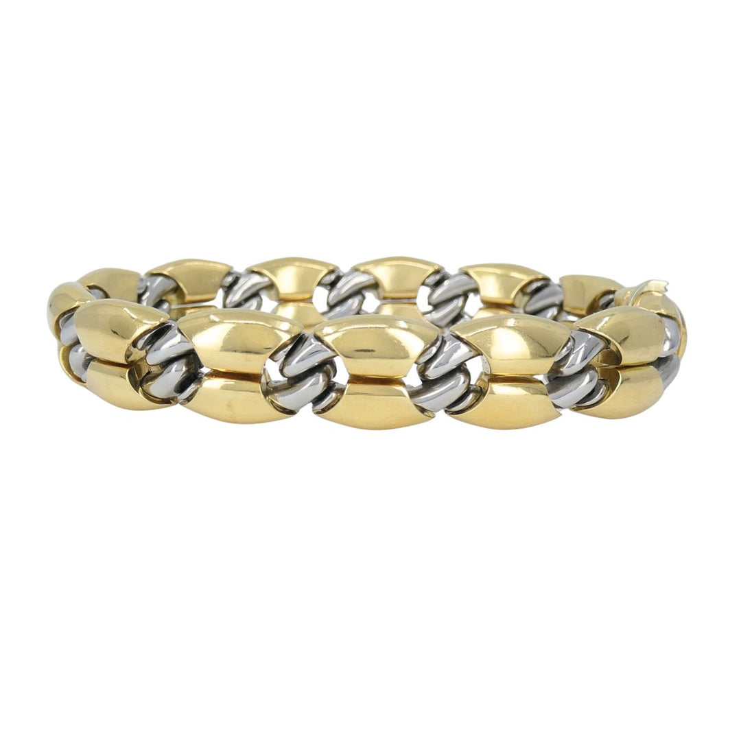 Vintage Bvlgari 18k Gold Steel Link Bracelet