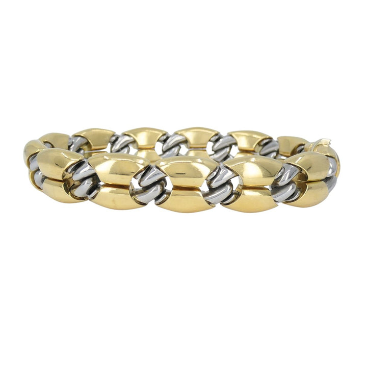 Vintage Bvlgari 18k Gold Steel Link Bracelet