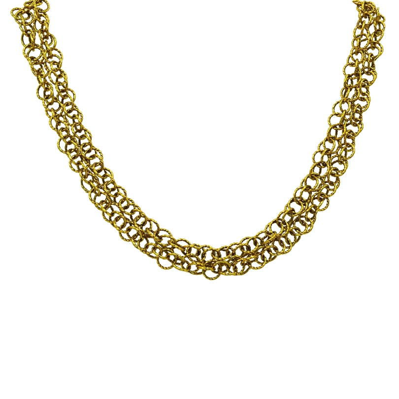 18k Gold Twisted Link Chain Necklace French Jewelry