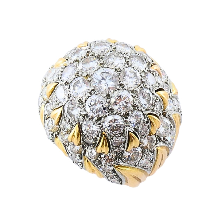 Vintage 14k Gold Diamond Cocktail Floral Dome Ring