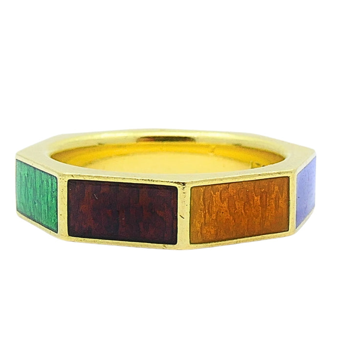 Gucci Ring Vintage Link to Love 18k Gold Enamel