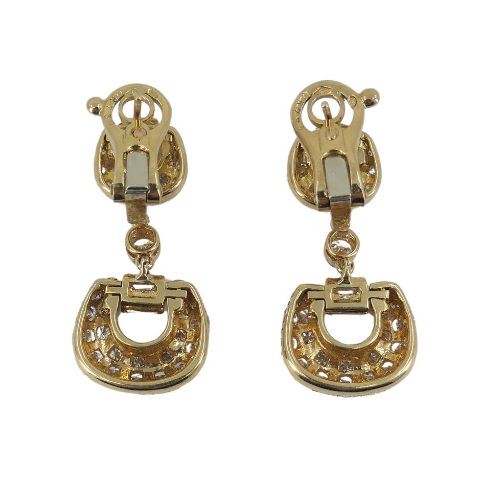 Vintage Boucheron 18k Gold Diamond Drop Earrings