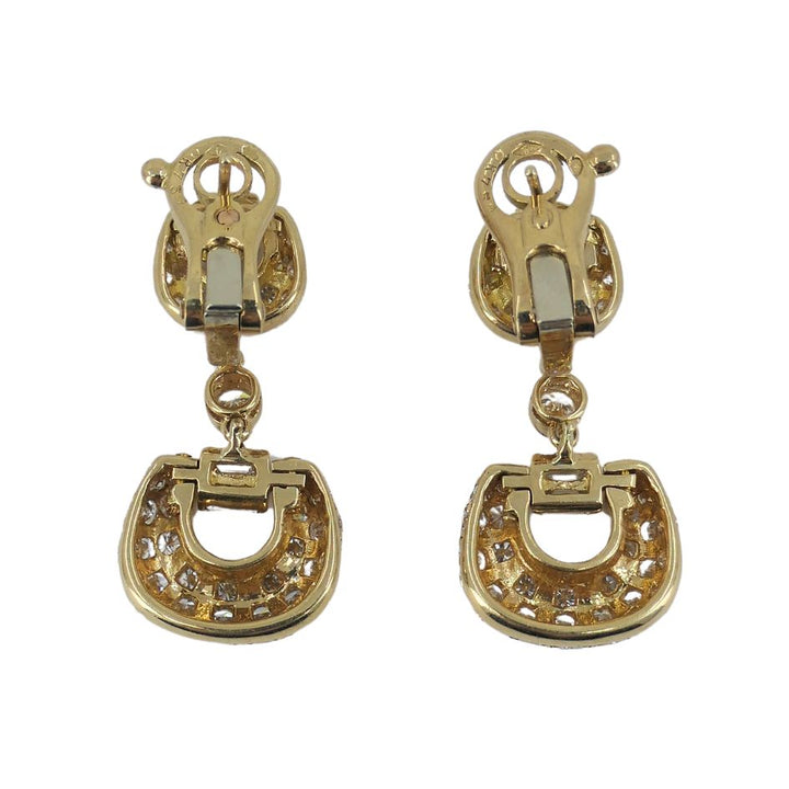 Vintage Boucheron 18k Gold Diamond Drop Earrings