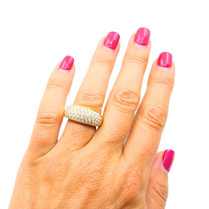Van Cleef & Arpels Pave Diamond Gold Dome Ring