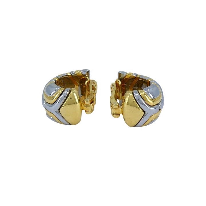 Vintage Bulgari Alveare 18k Gold Steel Clip Earrings