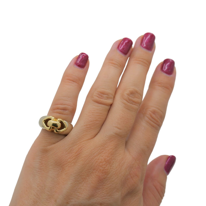 Bulgari 18k Two-Tone Gold Doppio Double Heart Ring