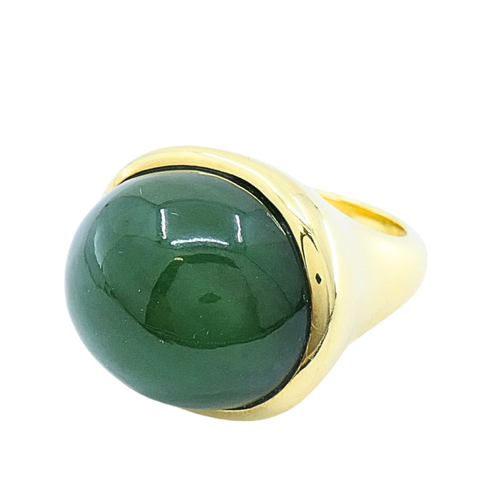 Tiffany & Co. Elsa Peretti 18k Gold Jade Cabochon Dome Ring