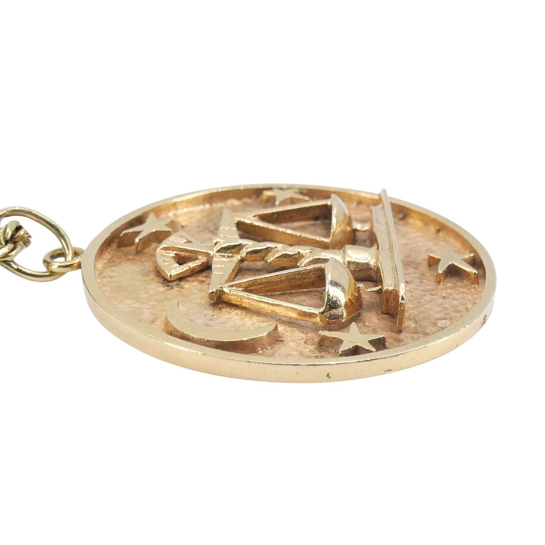 Vintage Libra 14k Gold Pendant Rope Chain Necklace
