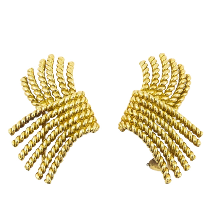 Tiffany & Co. Schlumberger 18k  Gold V-Rope Earrings