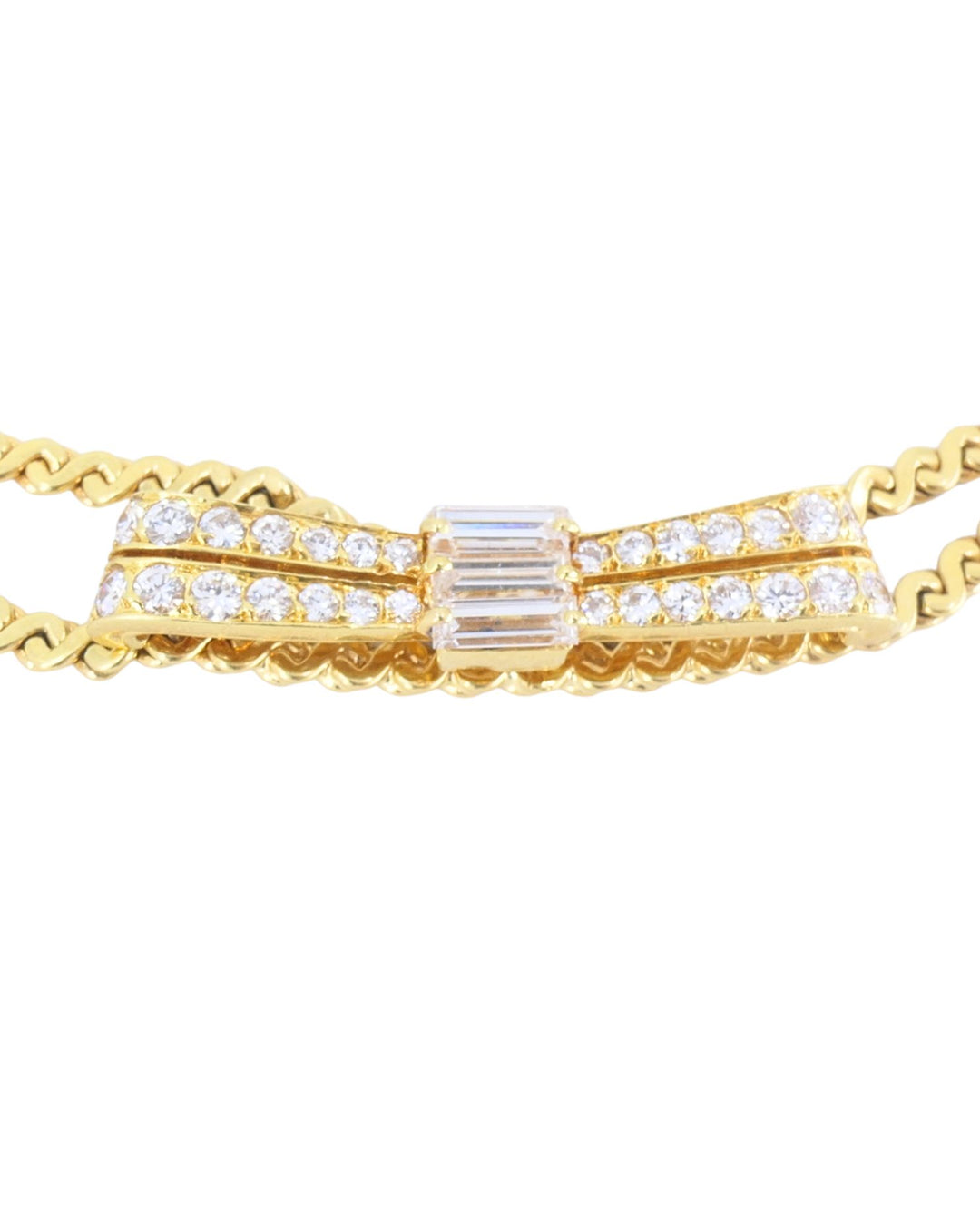 Van Cleef & Arpels Double Strand Vintage Necklace Detachable Diamond Bow Pin