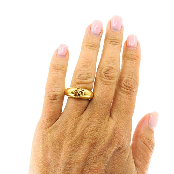Van Cleef & Arpels 18k Gold Diamond Leaf Motif Ring