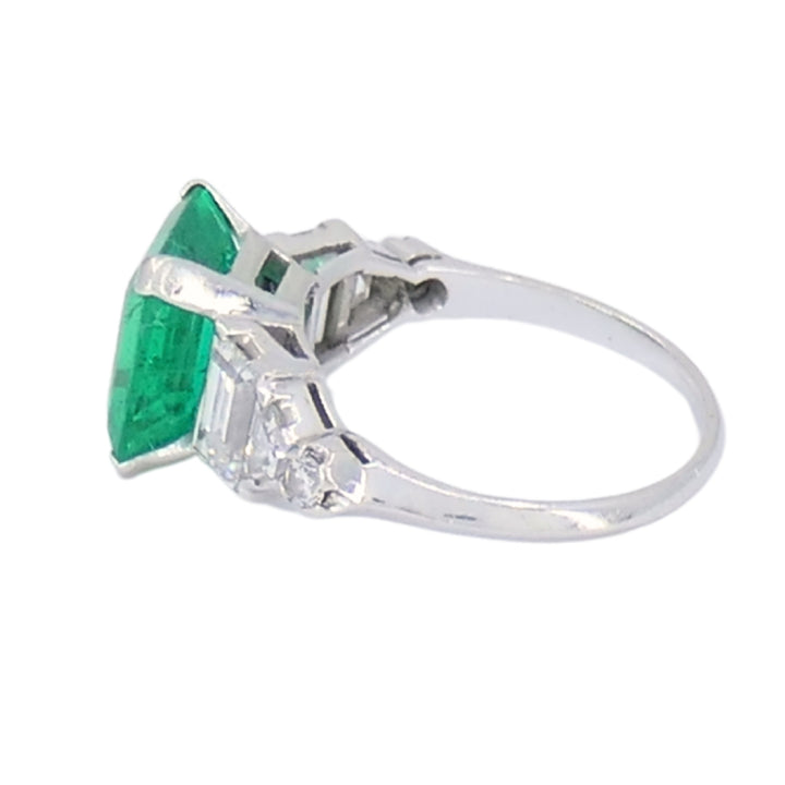 Colombian Emerald Engagement Ring GIA Platinum Diamond
