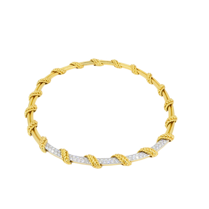 Tiffany & Co. 18k Gold Diamond Collar Necklace Rope Design