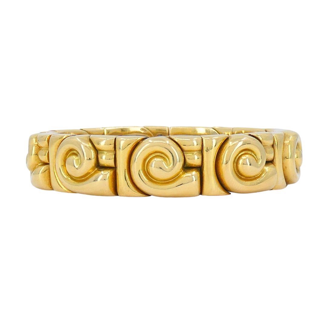 Vintage Bvlgari 18k Gold Steel Spiral Cuff Bracelet