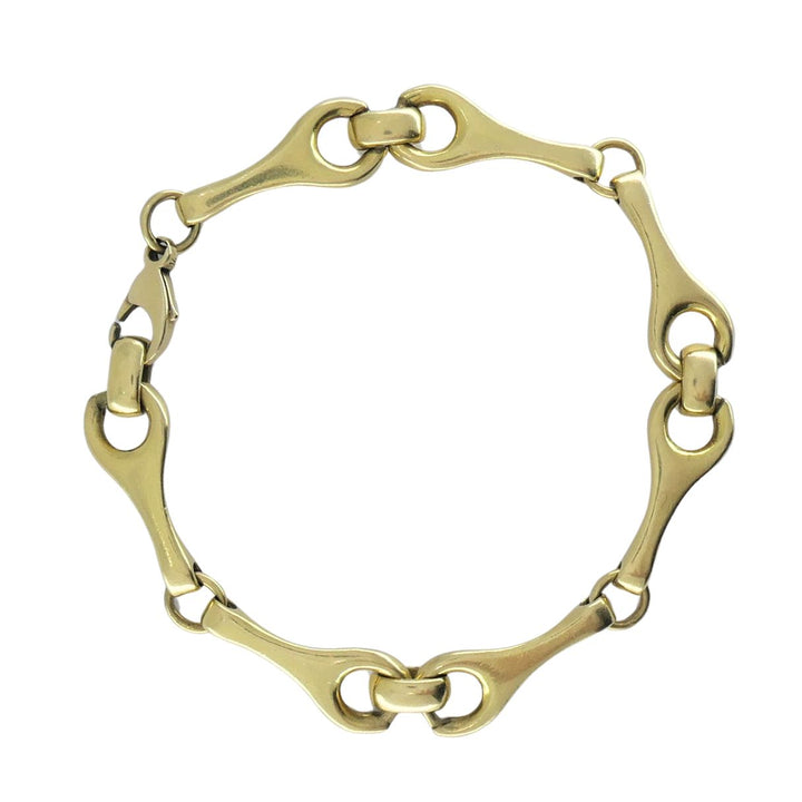 Vintage 18k Yellow Gold Equestrian Horse Bit Stirrup Link Bracelet Circa 1980s