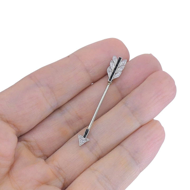 Art Deco 18k Gold Diamond Arrow Jabot Pin