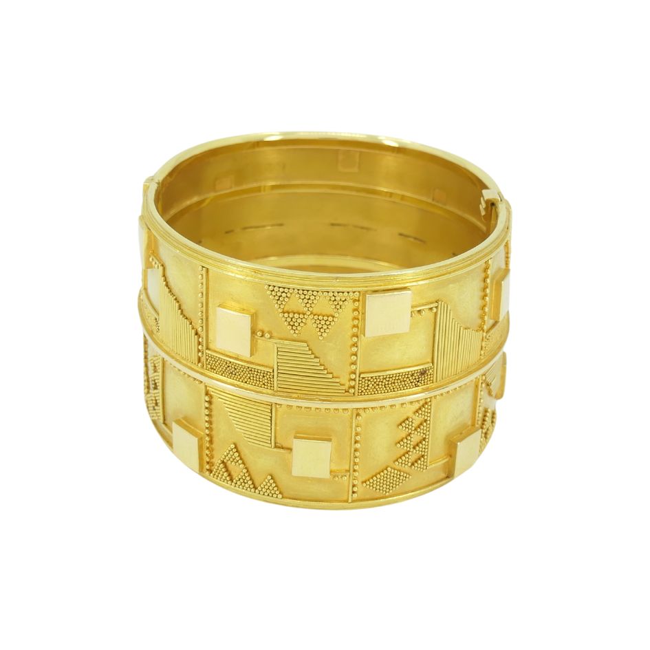 Vintage 18k Gold Geometric Cuff Bracelet
