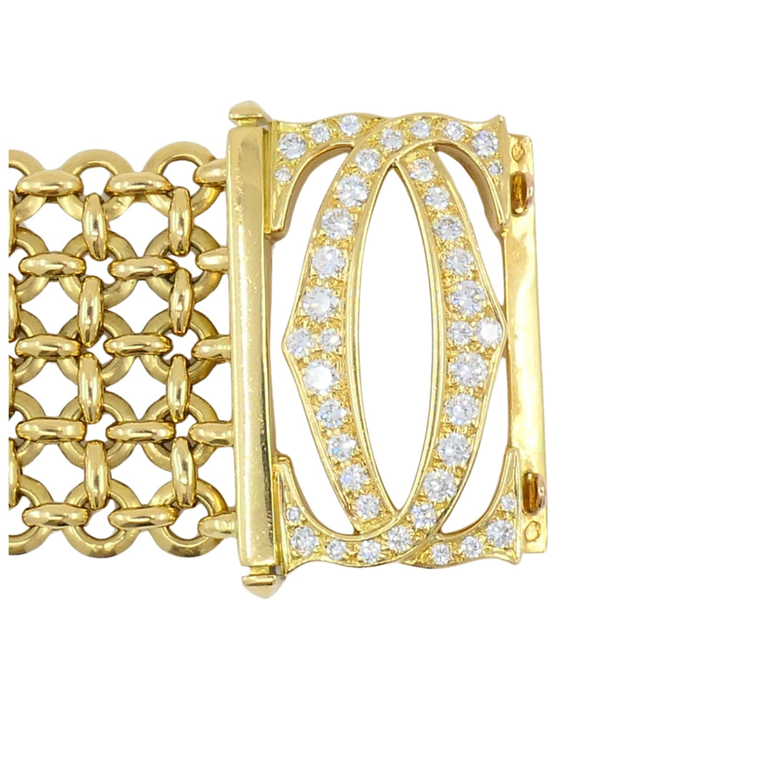 Cartier Penelope Bracelet Double C 18k Gold Diamond Link Bracelet