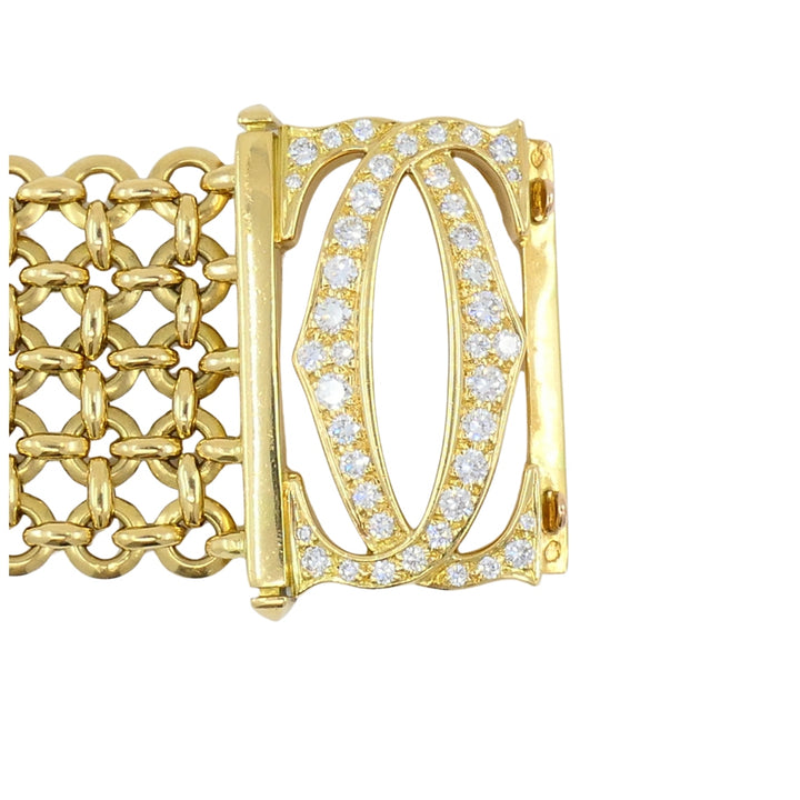 Cartier Penelope Bracelet Double C 18k Gold Diamond Link Bracelet