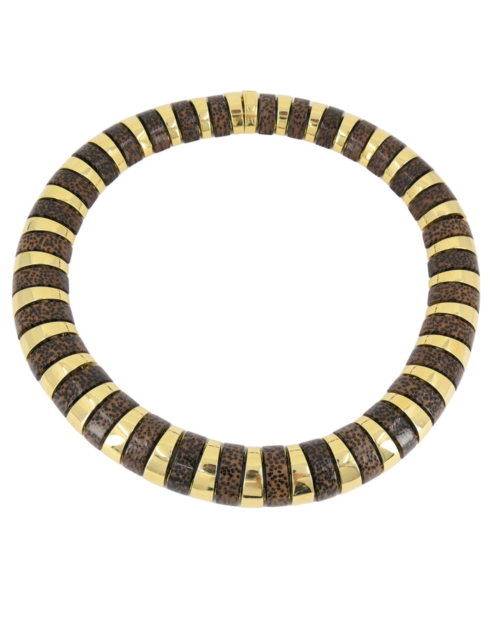 18k Gold Necklace Leopard Wood Attributed to Aletto Brothers